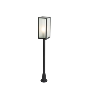 Staande buitenlamp zwart met ribbel glas 100 cm IP44 - Charlois