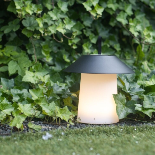 Tafellamp mushroom zwart incl. Led oplaadbaar - ivan