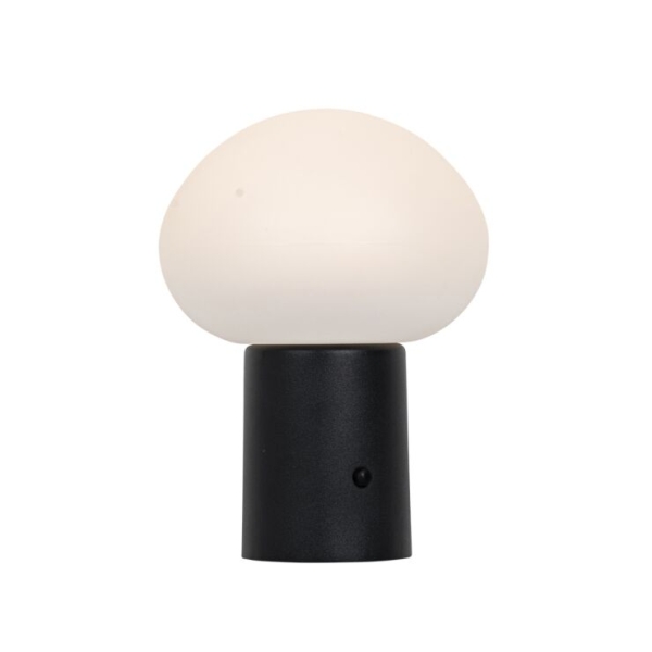 Tafellamp mushroom zwart incl. Led oplaadbaar - louise