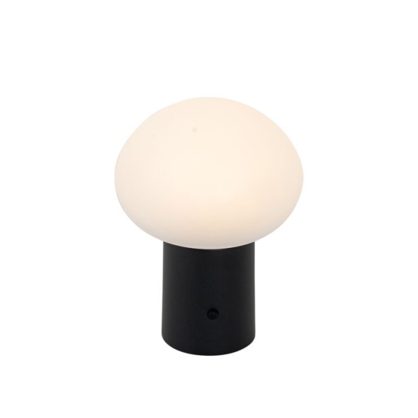 Tafellamp mushroom zwart incl. Led oplaadbaar - louise