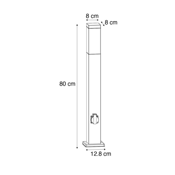 Buitenlamp staal 80 cm met stopcontact IP44 - Malios