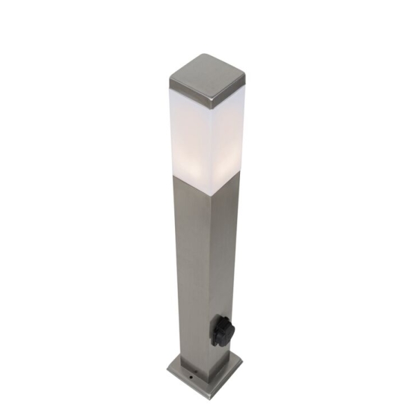 Buitenlamp staal 80 cm met stopcontact IP44 - Malios