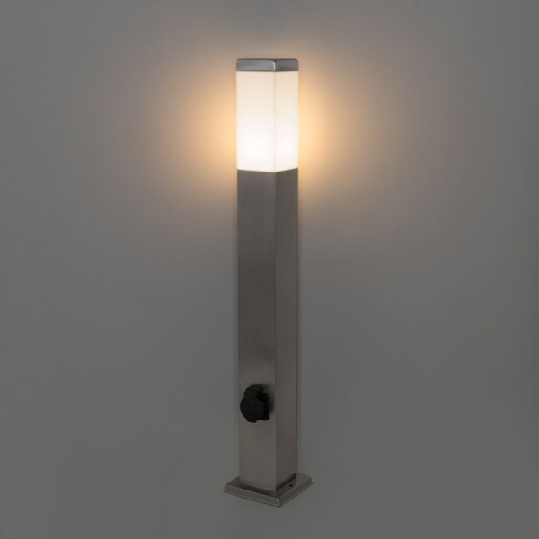 Buitenlamp staal 80 cm met stopcontact IP44 - Malios