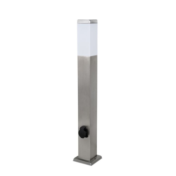 Buitenlamp staal 80 cm met stopcontact IP44 - Malios