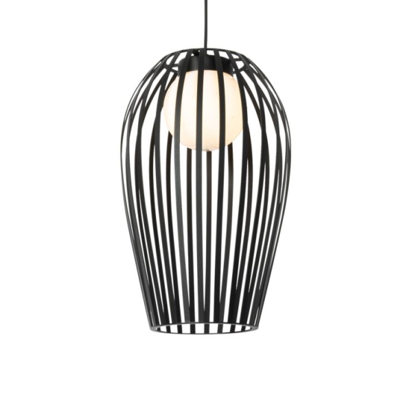 Design hanglamp zwart met opaal IP44 - Angela