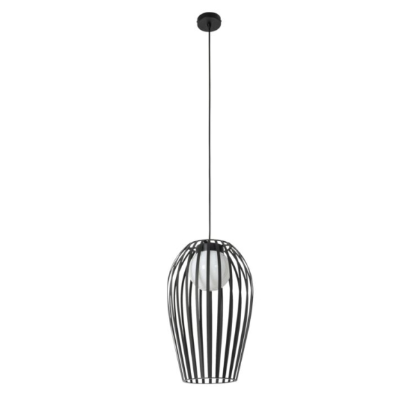 Design hanglamp zwart met opaal IP44 - Angela