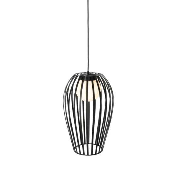 Design hanglamp zwart met opaal IP44 - Angela