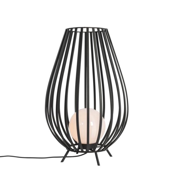 Design vloerlamp zwart met opaal 70 cm IP44 - Angela