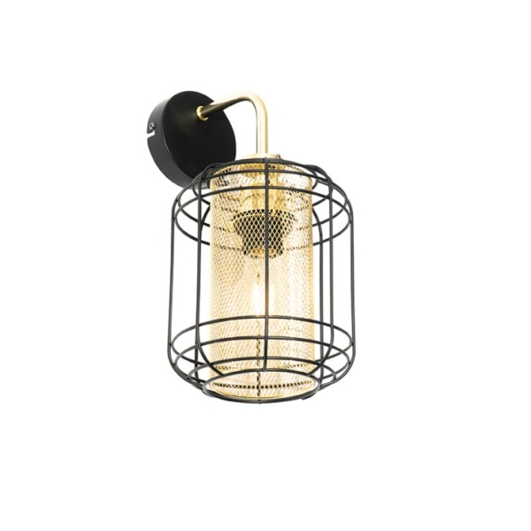 Design wandlamp zwart met goud - Gaze Down