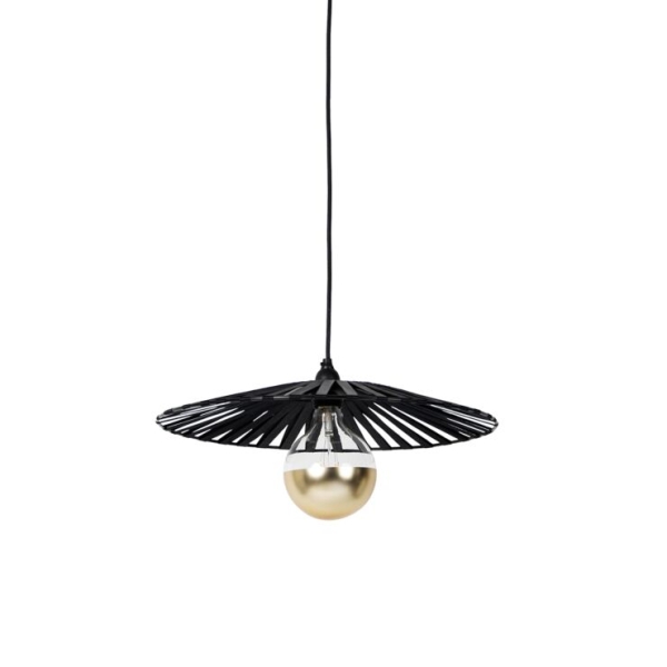 Hanglamp zwart 46 cm incl. G125 kopspiegel goud dimbaar - Leia