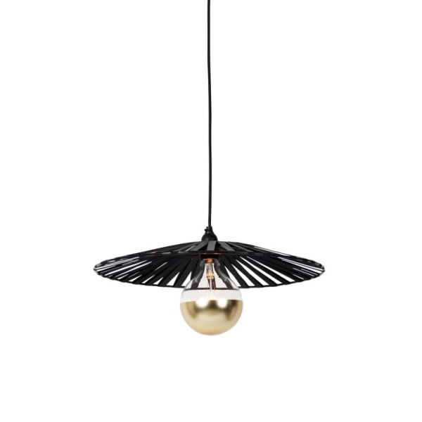 Hanglamp zwart 46 cm incl. G125 kopspiegel goud dimbaar - Leia