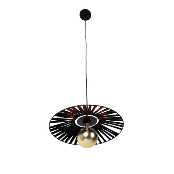 Hanglamp zwart 46 cm incl. G125 kopspiegel goud dimbaar - Leia