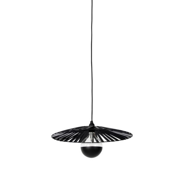 Hanglamp zwart 46 cm incl. G125 kopspiegel zwart dimbaar - Leia