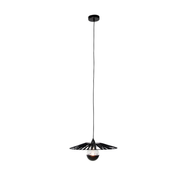 Hanglamp zwart 46 cm incl. G125 kopspiegel zwart dimbaar - Leia