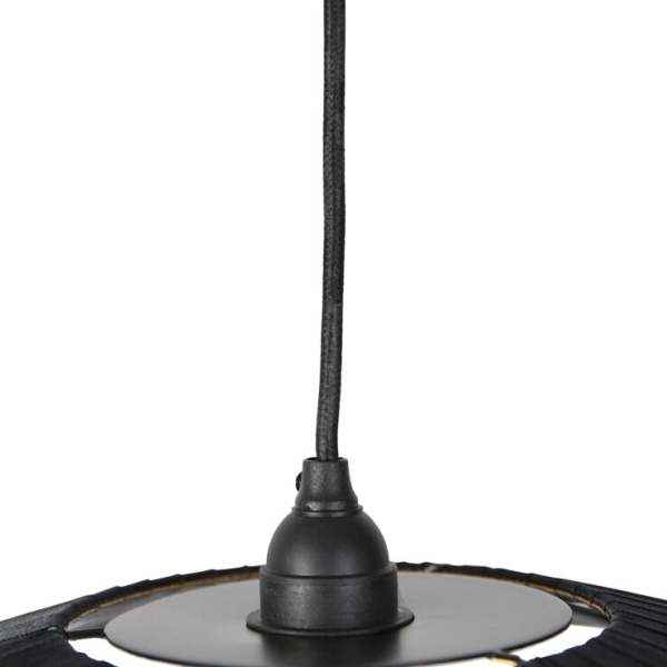 Hanglamp zwart 46 cm incl. G125 kopspiegel zwart dimbaar - Leia