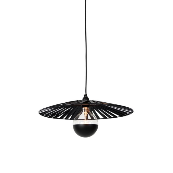 Hanglamp zwart 46 cm incl. G125 kopspiegel zwart dimbaar - Leia