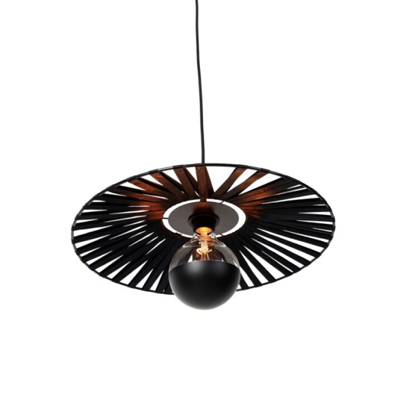 Hanglamp zwart 46 cm incl. G125 kopspiegel zwart dimbaar - Leia