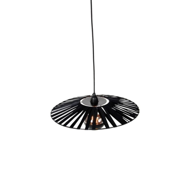 Hanglamp zwart 46 cm incl. G125 kopspiegel zwart dimbaar - Leia