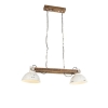 Industriële hanglamp wit met mango hout 2-lichts - Mangoes