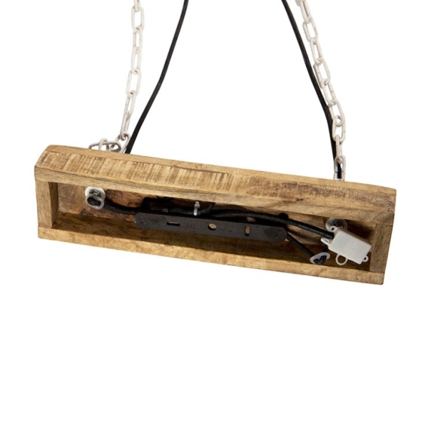 Industriële hanglamp wit met mango hout 2-lichts - Mangoes