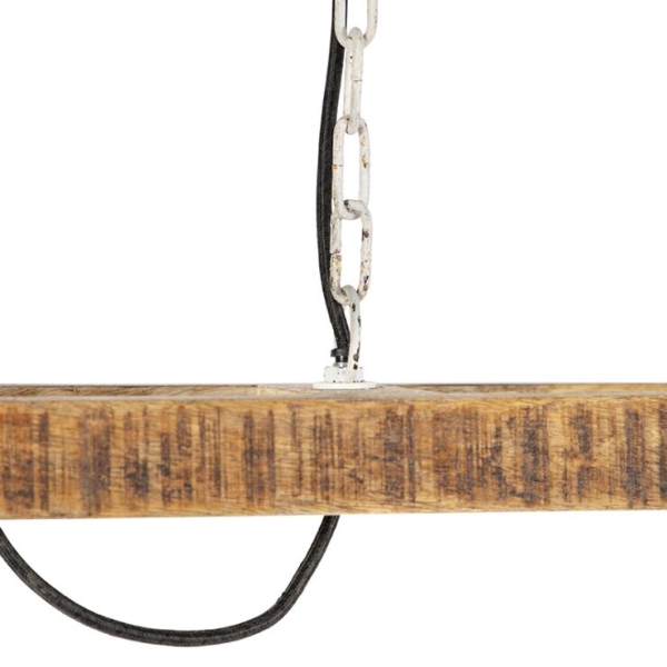 Industriële hanglamp wit met mango hout 2-lichts - Mangoes