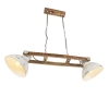 Industriële hanglamp wit met mango hout 2-lichts - Mangoes