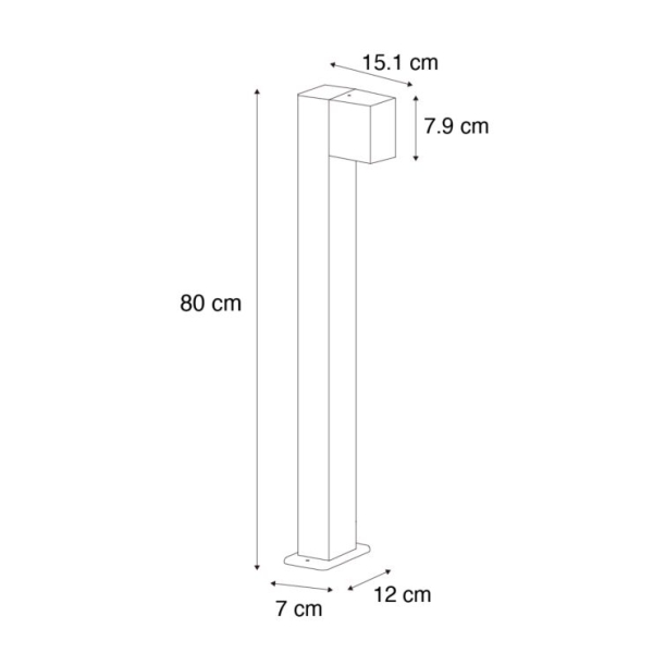 Industriële staande buitenlamp zwart 80 cm IP44 - Baleno