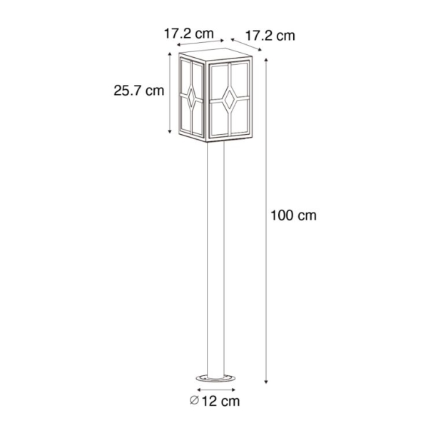 Klassieke staande buitenlamp zwart 100 cm IP44 - Dover