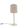 Klassieke tafellamp messing met boucle kap taupe 20 cm - Simplo