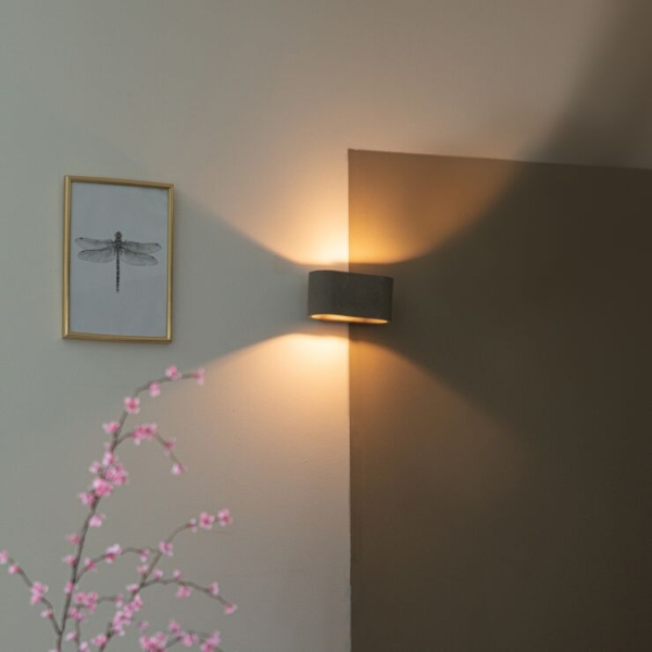 Landelijke ovale wandlamp beton - Arles