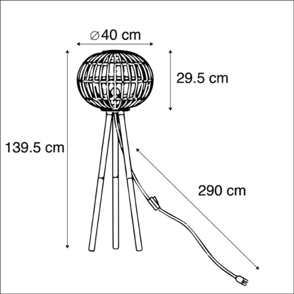 Landelijke vloerlamp bamboe - Canna