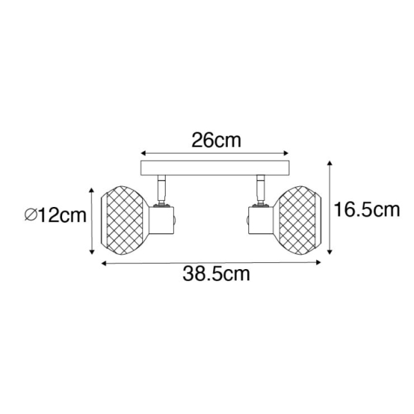 Moderne spot zwart met goud 2-lichts - Lucas