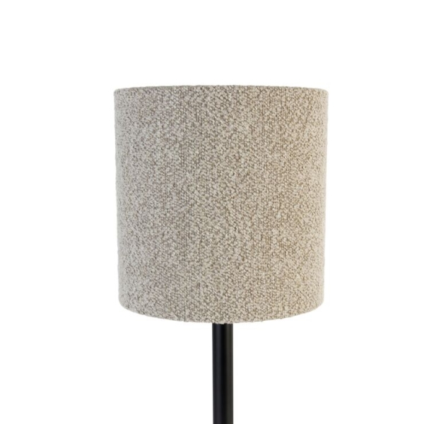 Moderne tafellamp zwart met boucle kap taupe 20 cm - Simplo