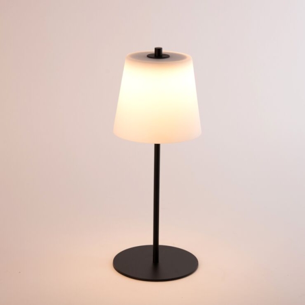 Moderne tafellamp mushroom zwart met opaal glas incl. LED - Jent