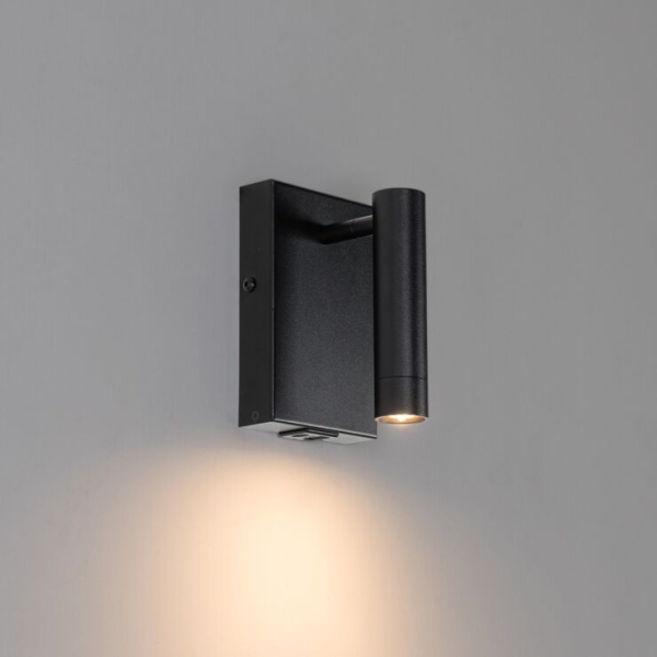 Moderne wandlamp zwart met usb verstelbaar - Croft