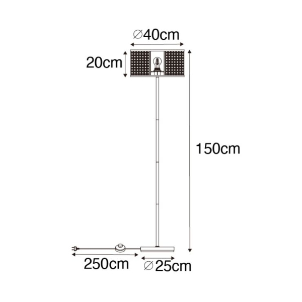 Oosterse vloerlamp wit met rotan 40 cm - Akira