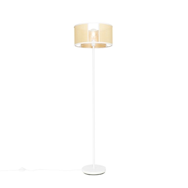 Oosterse vloerlamp wit met rotan 40 cm - Akira