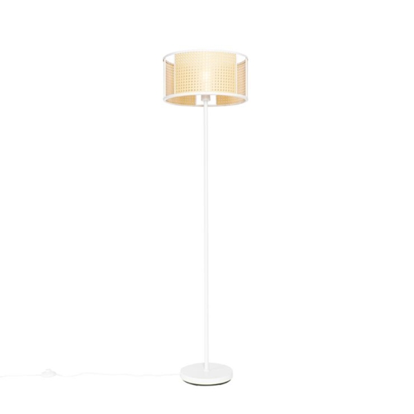 Oosterse vloerlamp wit met rotan 40 cm - Akira