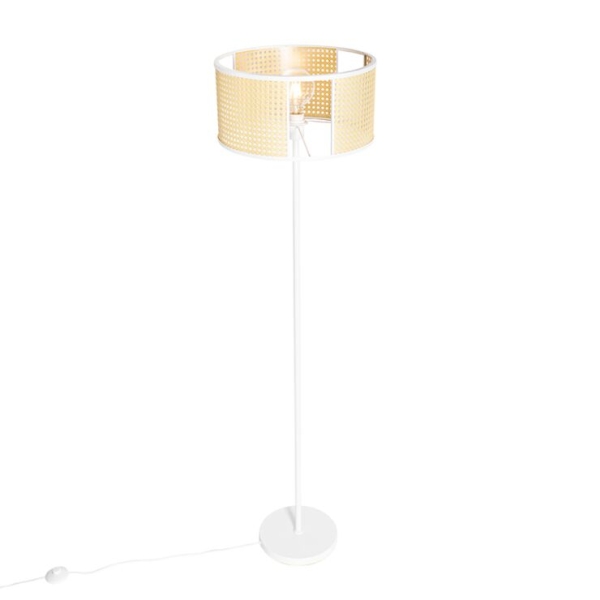 Oosterse vloerlamp wit met rotan 40 cm - Akira