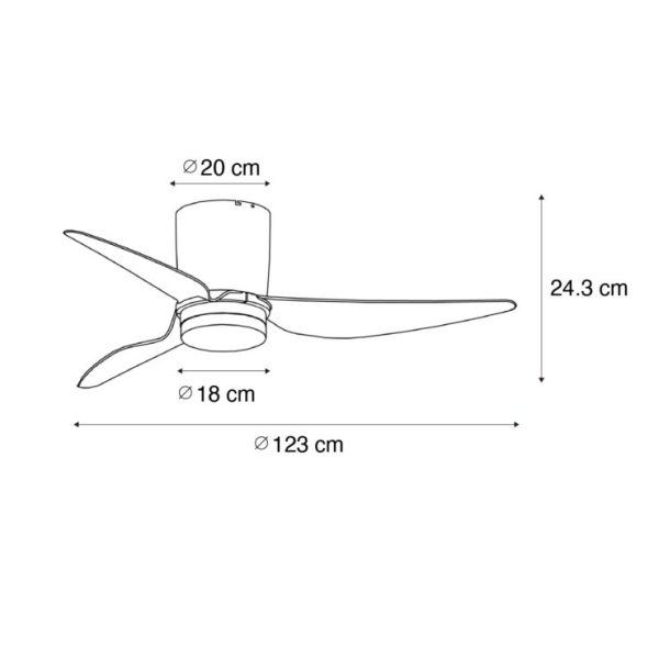 Plafondventilator wit incl. LED met afstandsbediening - Patty