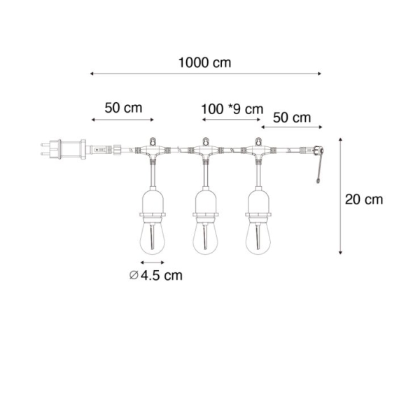 Prikkabel LED 10 meter 10-lichts helder IP44 - Chill