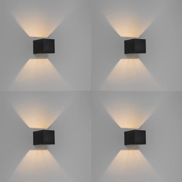Set van 4 moderne wandlampen zwart - transfer
