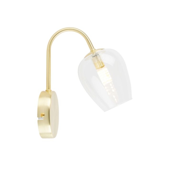 Smart wandlamp goud met glas incl. Wifi G9 - Elien