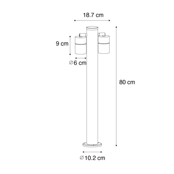 Staande buitenlamp zwart 80 cm IP44 verstelbaar 2-lichts - Duo