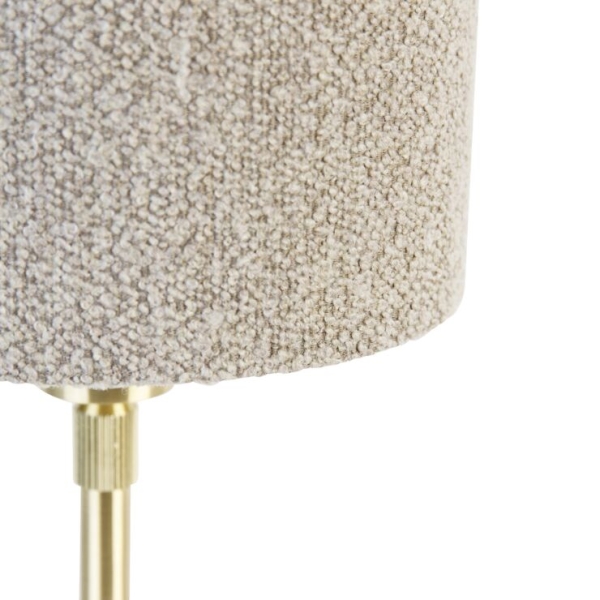 Tafellamp goud verstelbaar met boucle kap taupe 20 cm - Parte