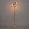 Art Deco vloerlamp goud met roze glas 3-lichts - Vidro