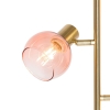 Art Deco vloerlamp goud met roze glas 3-lichts - Vidro