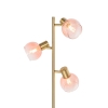 Art Deco vloerlamp goud met roze glas 3-lichts - Vidro