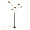 Design vloerlamp donkerbrons met goud 5-lichts - Sixties Marmo