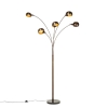 Design vloerlamp donkerbrons met goud 5-lichts - Sixties Marmo